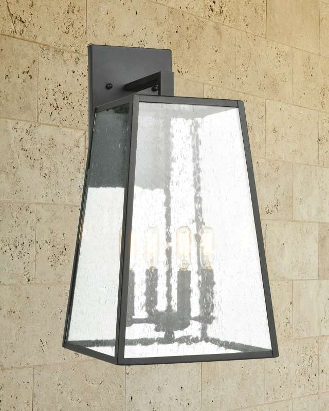 Meditterano 4-Light Outdoor Sconce in Charcoal with Seedy Glass